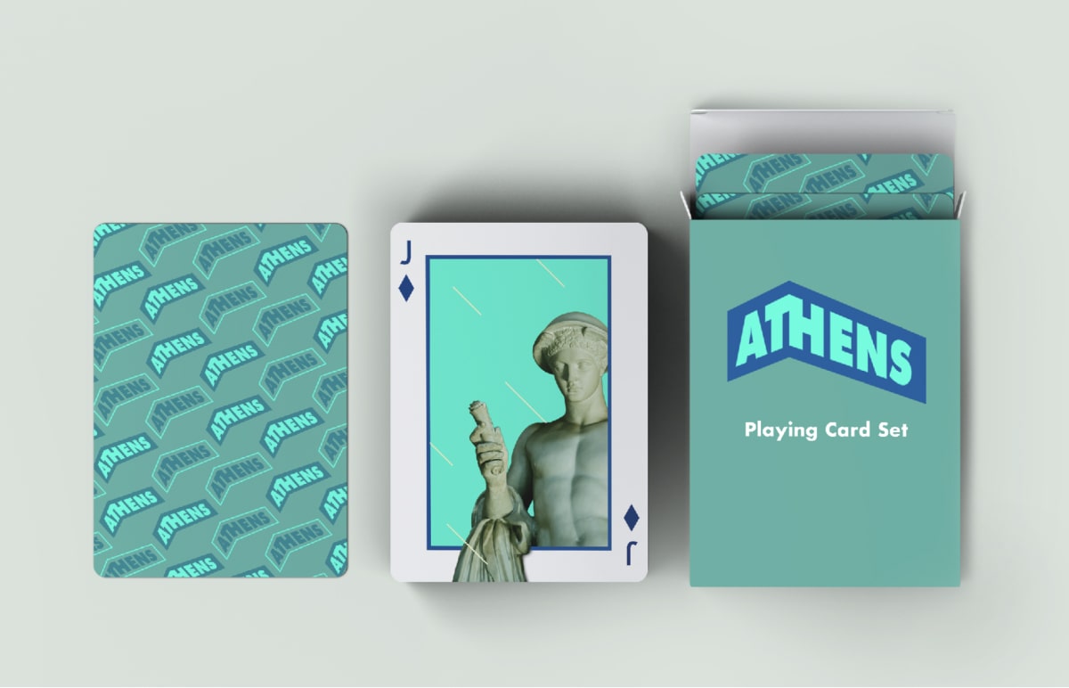 Playing card deck of with Athens branding