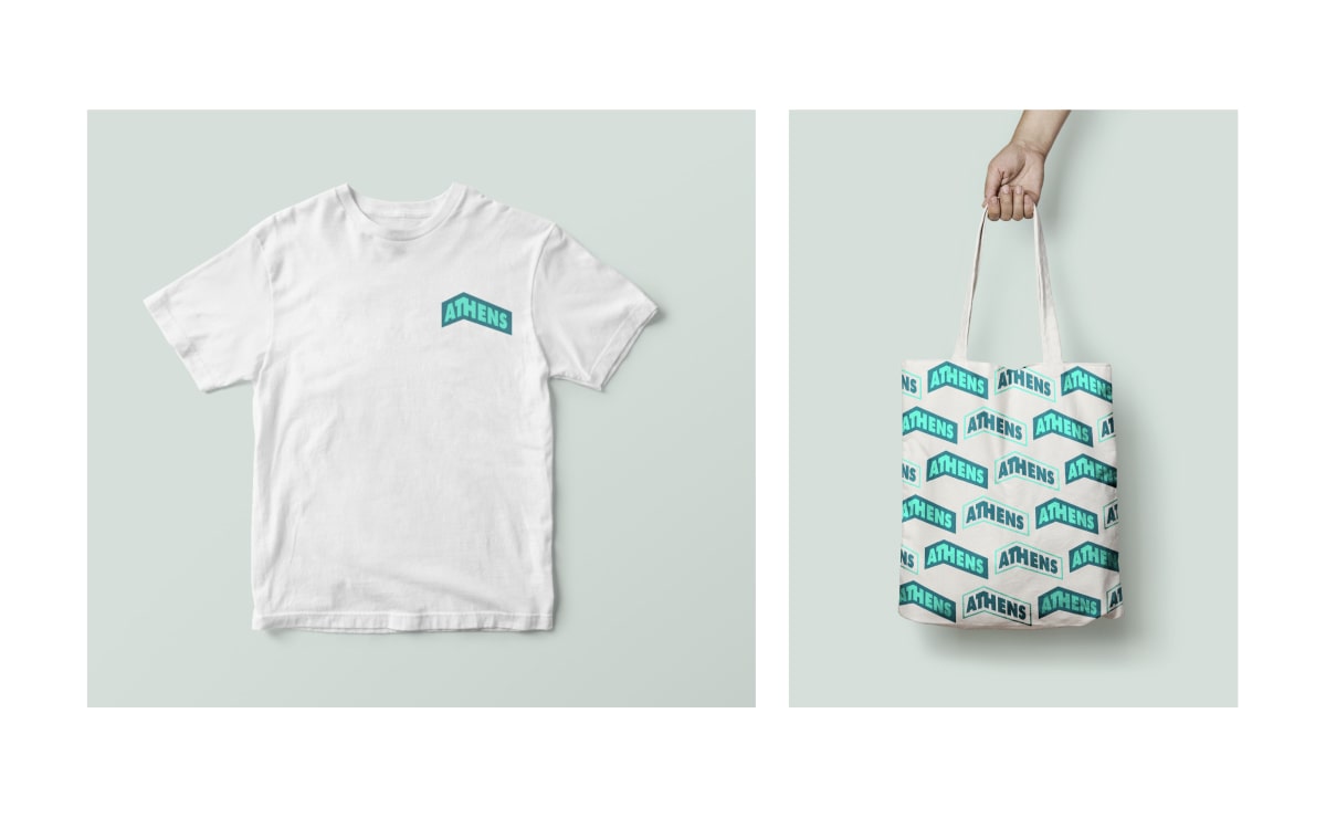 Athens branded t shirt and tote bag